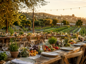 California farm-to-table dinner at a working farm